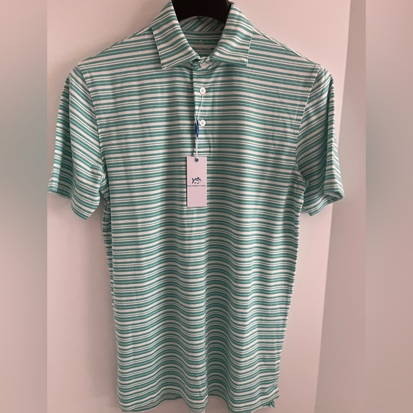 Southern Tide Short Sleeve Soft Knitted Horizontal Stripe Polo Top - Picture 6 of 16